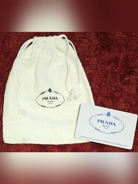 Prada White Small Drawstring Dust Bag Gift Card Set Jewelry Storage Wallet Pouch